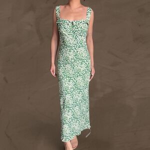 Reformation green floral Tancy maxi dress size 6 NEW mento